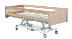 MEGI Tempo 6 Medical Functional Bed with electric height adjustment, wooden backrests, wooden slats