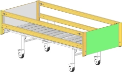 KF2-01-"MSC" (MSC-6102EL) - Functional bed, on wheels, complete with slatted side rails made of solid beech wood, sp