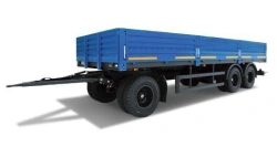 Flatbed trailer 589311 with PLANT 1201/1202-2410002 axles (drum type brakes), spring suspension, KAMA tyres
