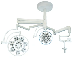 Surgical ceiling luminaire with emergency power supply adjustable two-block luminaire with additional console "EMALED 500/300/X"