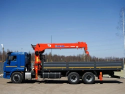 Special purpose vehicle with KMA type hydraulic loading crane on the basis of KAMAZ 65117 and its modifications 64K30N-UP