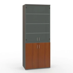 S75 2-door glass cupboard, 2-door panel from the office furniture set "Strategy", available in 2 textures: N.Milano and Grey.