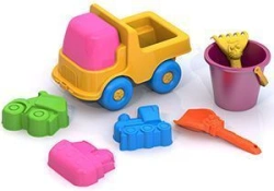 Sand Set ? 3 (truck "Gardener", small bucket, 3 moulds "Transport", scoop "Dog", rake "Kitten")