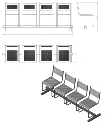 Metal section of four chairs (CM.KV.4 series)