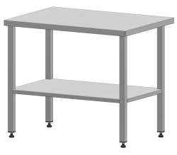 Table 1500x700x850 mm, without sideboard, with lower shelf, stainless steel.