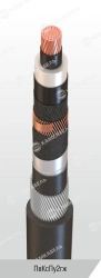 Power cable with copper conductors insulated with cross-linked polyethylene for voltage 6, 10, 15, 20, 30 and 35 kV of PvKsPu2gz