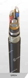 Power cable with aluminium conductors, with paper insulation impregnated with non-flammable composition, not spreading combustio