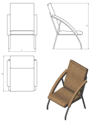 Metal-framed armchair with armrests (series K.MK.P)