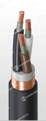 Power cable with copper conductors, insulation made of polyvinylchloride plasticate of reduced fire hazard, for rated alternatin