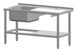 Fish cleaning table 1500x700x850 mm, with washing compartment, stainless steel.