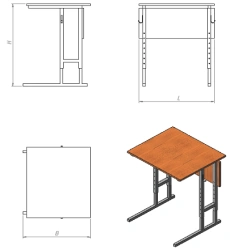 Single-seat adjustable pupil's desk (PU.R.RU.01 series)