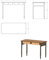 Children's table, height-adjustable and tilt-adjustable lid with two drawers (series DST.R.2.J.2)