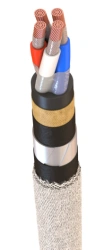 Power cables with copper conductors with rubber insulation for voltage of 660 V of VRB brand.