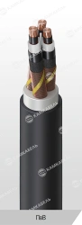 Power cable with copper conductors insulated with cross-linked polyethylene for voltage of 10, 15, 20, 35 kV of PvV grade