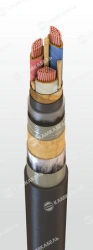 Power cable with copper conductors, with paper insulation impregnated with non-flammable composition, not spreading combustion, 