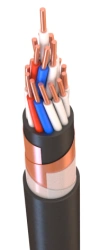 Control cable with copper conductors insulated with polyvinylchloride plasticate for rated voltage 0,66 kV of KVVVGEz grade