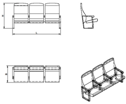Three-seat theatre armchair section (KT.3 series)
