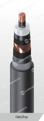 Power cable with copper core insulated with cross-linked polyethylene for voltage 64/110 and 127/220 kV of PvKsPpug grade