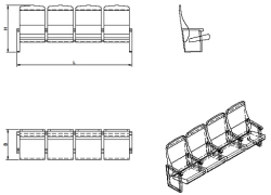 Four-seat theatre armchair section (KT.4 series)