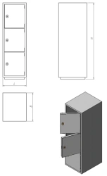 Metal bookkeeping cabinet with three doors, two compartments (series ??.?.3)
