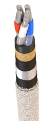 Power cables with aluminium conductors with rubber insulation for voltage of 660 V of AVRB brand.