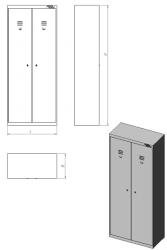 Metal wardrobe with two doors and two compartments (series MS.O.2.2)