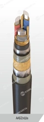 Power cable with aluminium conductors, with impregnated paper insulation, for voltage 3 kV of AAB2lShv grade according to TU 16.