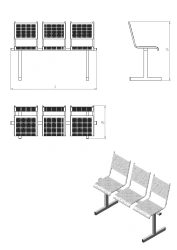 Metal section of three chairs (series SM.KV.3)