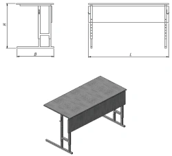 Adjustable two-seater pupil's desk (series PU.R.02)