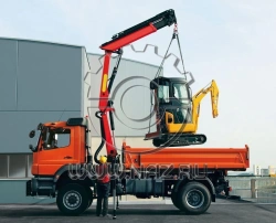 Flatbed, type 67066, modification 67066F with CMU manufactured by INMAN JSC on the basis of KAMAZ brand chassis, type 65115 modi
