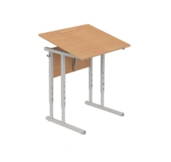 Single-seat height-adjustable pupil's table with adjustable angle of inclination of the table top Art: AtUR1
