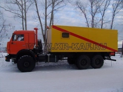Special vehicle for transporting explosives model 574243 on chassis KAMAZ-43118-50, 43118-A5, 43118-RR, 43118-RS