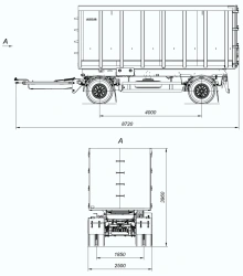 Two-axle scrap wagon trailer 8465-30 with HJD13Y30S18-1840T16-060 axles with payload capacity of 12 tonnes