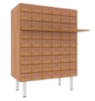 Catalogue cupboard, 3-module 54 drawers (6x9), on supports h238mm