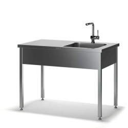 Collapsible table with one-piece sink and worktop MS-P-1 without stainless steel edge