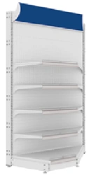 Wall-mounted corner shelving unit with perforated back panels 2250x1000x500, mark "SPEKTR LLC".