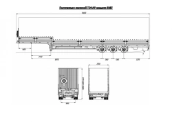 Semitrailer of cargo model Tonar 9387 with axles manufactured by TONAR models: 90422, 90424, 90431