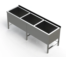 Stainless steel three-section washing bath, model VMKN-3