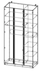 Three-door cupboard with handle-profile 1200x2400x600