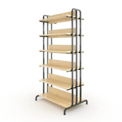 Two-sided library shelving unit
