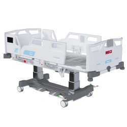 MEGI Alta Functional medical bed with height adjustment by column type electric actuators, plastic backrests, pla