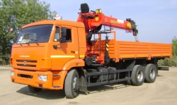 Flatbed truck with CMU (JSC "INMAN" IM150N, IM320), model 336934 on chassis KAMAZ-65115-50/A5/RR/RS