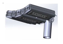 LED luminaire "Industrial Design MTM IoT" series CUBIC 140 Three modules Connection from sides 15 degrees Mounting Cantilever