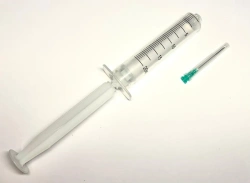 Single-use sterile two-detail self-locking injecting syringe with capacity of 20 ml in version "
