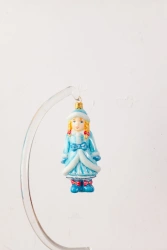 Christmas tree toy made of glass "Snow Maiden with two braids"