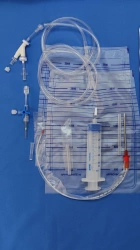 Device for drainage of pleural/peritoneal cavity, abscesses, with catheter "PLEVROCAT" disposable, sterile, var.