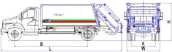 Rear-loading rubbish truck of model MK-1541-16