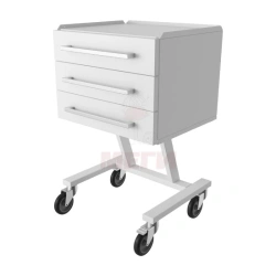 ??547-03-???(???-547-03) Mobile metal manipulation table for dentists, on wheels, with three drawers