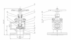 Shut-off valve flanged end angle angle fire shut-off valve DN 50 PN 16 (KMIA.491216.001)