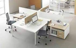 Desk for 4 workplaces with screens DAMINART brand